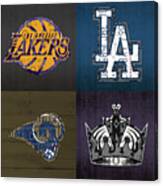 Los Angeles License Plate Art Sports Design Lakers Dodgers Rams Kings Canvas Print