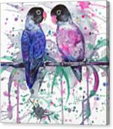 Love Is In The Air. Lovebirds Canvas Print