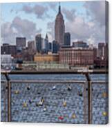Love Locks Hoboken Nyc Skyline Canvas Print