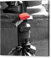 Love Locks Near The Arno River In Florence Italy Selective Color Canvas Print