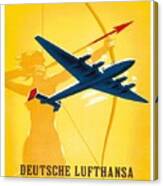 Lufthansa German Airways Archer Vintage Travel Poster By Willy Hanke Canvas Print