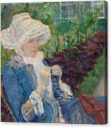 Lydia Crocheting In The Garden At Marly Canvas Print