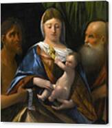 Madonna And Child With Saints John The Baptist And Jerome Canvas Print