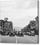 Main Street, Monterey County Bank, Fox Theater,  Hotel Jeffery 1938 Canvas Print