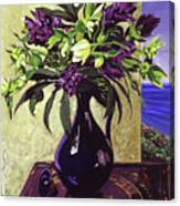 Malibu Hyacinths In Deep Blue Blue  Ceramic Canvas Print