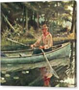 Man And Woman Fishing Canvas Print