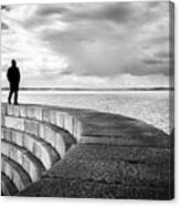 Man By The Sea - Howth, Ireland - Black And White Street Photography Canvas Print