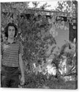 Man In Front Of Cinder-block Home, 1973 Canvas Print