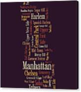 Manhattan New York Typographic Map Canvas Print