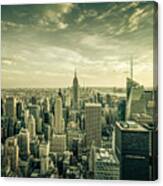 Manhattan Skyline- Sepia Canvas Print