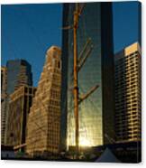 Manhattan Sunrise Reflection Through Masts And Rigging Canvas Print