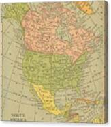 Map North America 1909 Canvas Print