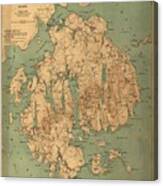 Map Of Mount Desert Island Canvas Print