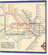 Map Of The London Underground - London Metro - 1933 - Historical Map Canvas Print