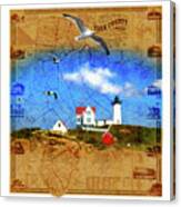 Map Of York County Me With Nubble Light Canvas Print