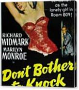 Marilyn Monroe And Richard Widmark In Don't Bother To Knock Canvas Print