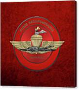 Marine Force Reconnaissance  -  U S M C   F O R E C O N  Insignia Over Red Velvet Canvas Print