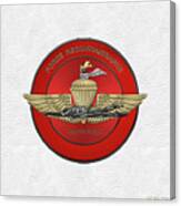 Marine Force Reconnaissance  -  U S M C   F O R E C O N  Insignia Over White Leather Canvas Print