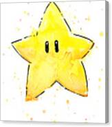 Mario Invincibility Star Watercolor Canvas Print