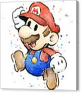 Mario Watercolor Fan Art Canvas Print