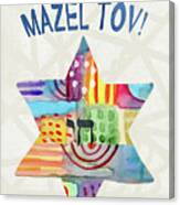 Mazel Tov Colorful Star- Art By Linda Woods Canvas Print