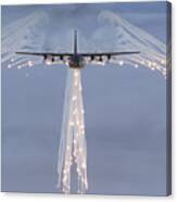 Mc-130h Combat Talon Dropping Flares Canvas Print