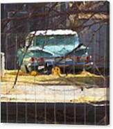 Memories Of Old Blue, A Car In Shantytown Canvas Print