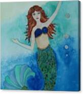 Mermaid And Bubbles Canvas Print
