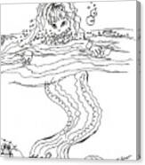 Mermaid Bubblebath Bw Canvas Print