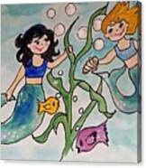 Mermaids In Blue Canvas Print