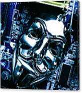 Metal Anonymous Mask On Motherboard Canvas Print