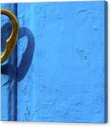 Metal Knob Blue Door Canvas Print