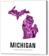 Michigan Map Art Abstract In Purple Canvas Print