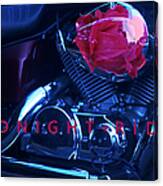 Midnight Rider Motorcycle And A Red Rose Canvas Print