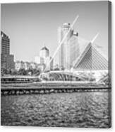 Milwaukee Skyline Photo In Black And White Canvas Print