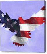 Minimal Abstract Eagle With Flag Watercolor Canvas Print