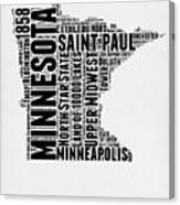 Minnesota Word Cloud Map 2 Canvas Print