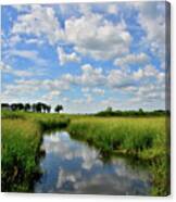 Mirror Image Of Clouds In Glacial Park Wetland Canvas Print