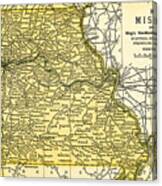 Missouri Antique Map 1891 Canvas Print