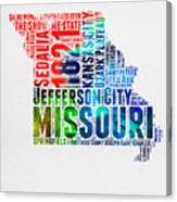 Missouri Watercolor Word Cloud Map Canvas Print