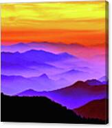 Misty Mountains Sunset Canvas Print