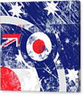 Mod Roundel Australia Flag In Grunge Distressed Style Canvas Print
