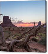 Monument Valley Sunrise With Wood Canvas Print
