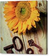 Moody Sunflower With Keys Canvas Print