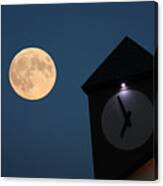 Moon And Clock Tower Canvas Print
