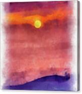 Moon Rise In Aquarelle Canvas Print