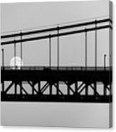 Moonlight Ride -- Bicyclist On The Golden Gate Bridge In San Francisco, California Canvas Print
