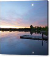 Moonrise At The Fishing Pond Canvas Print