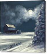 Moonshine On The Snow Canvas Print