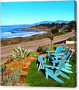 Moonstone Beach Seat With A View Digital Painting Canvas Print